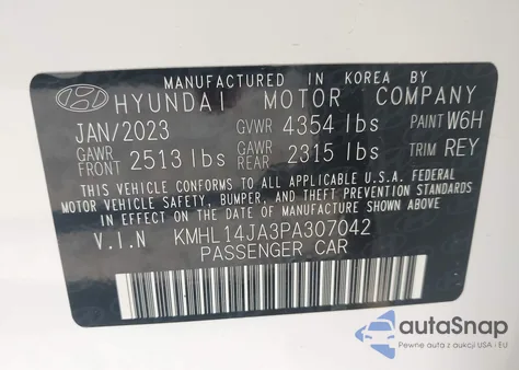 2023 Hyundai Sonata Sel из США, поврежденный, VIN KMHL14JA3PA307042